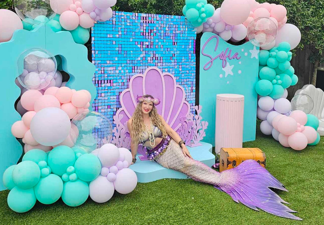 Mermaid birthday party decoration balloon arch pastel giant shell kids balloon arch