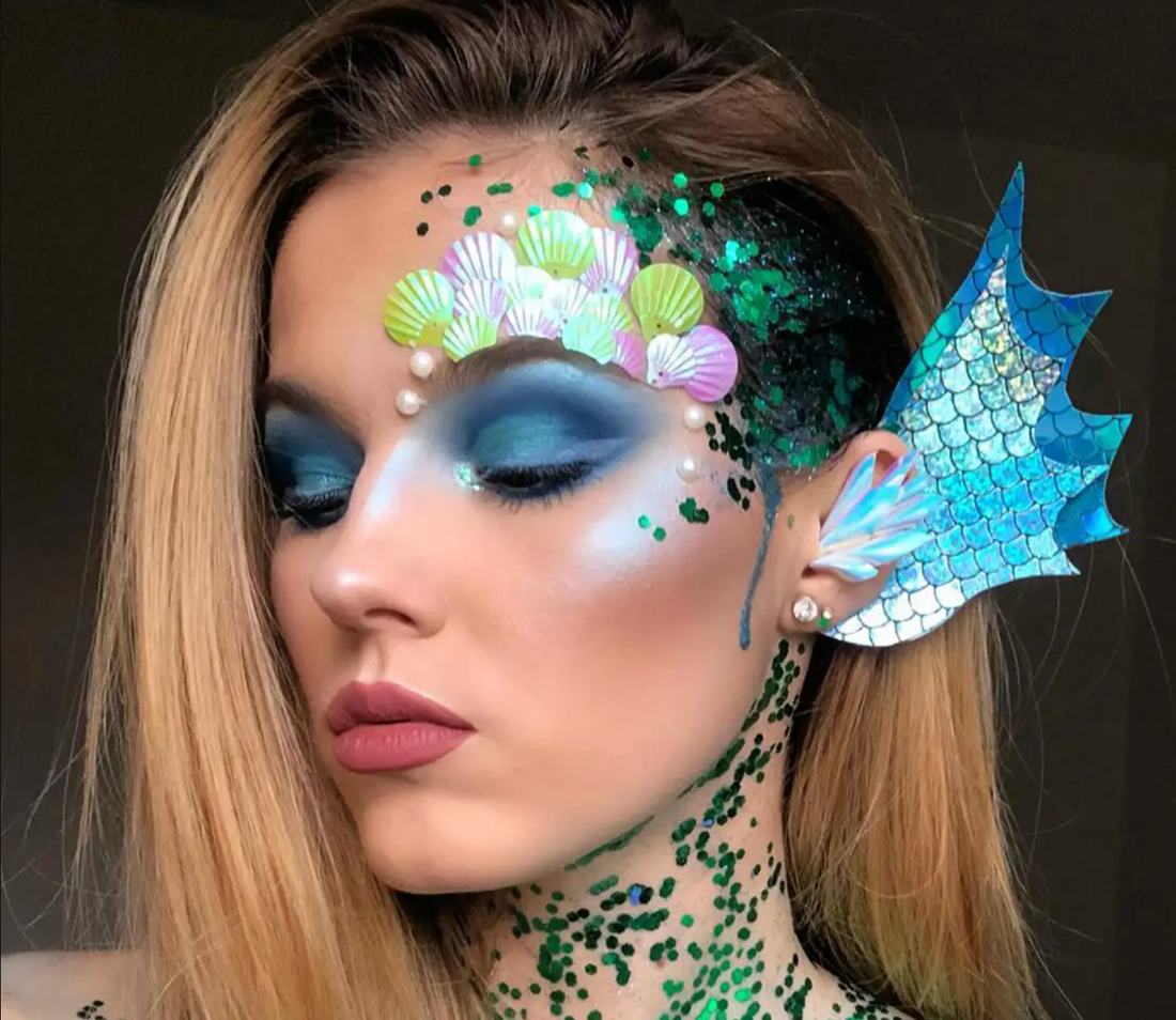 Mermaid makeup halloween scales glitter hears
