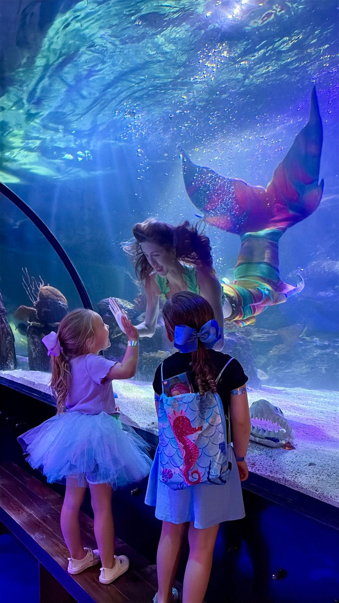 Mermaid performing in aquarium underwater
