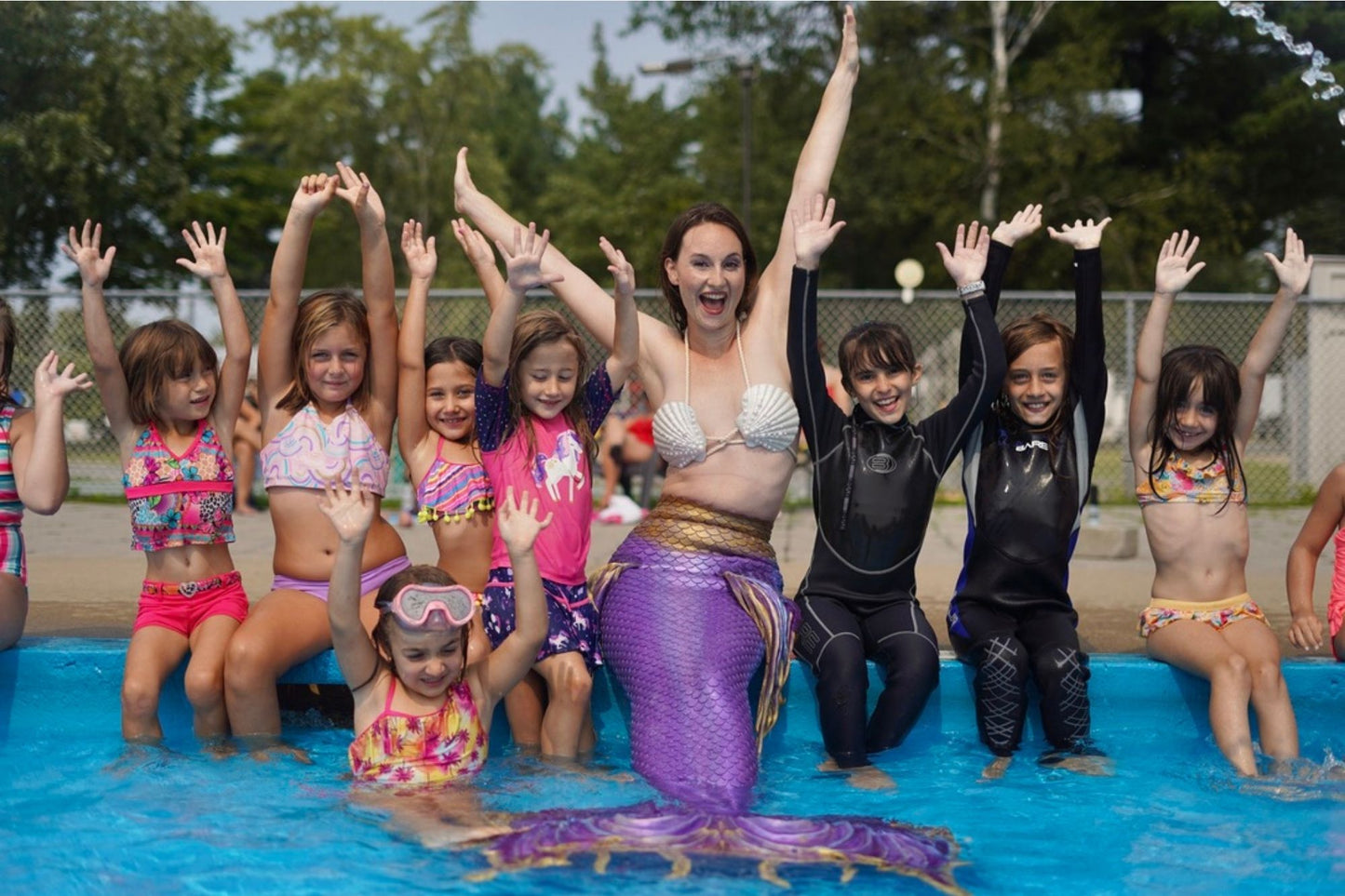 Kids mermaid party montreal purple mermaid tail marielle